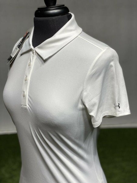 Under Armour Women's Leader Solid Golf Polo Shirt White Small (S) NWT #62646