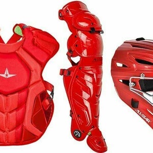 All Star System 7 Axis Adult 16+ Catchers Gear Set NOCSAE CKCCPRO1XS - Solid Red