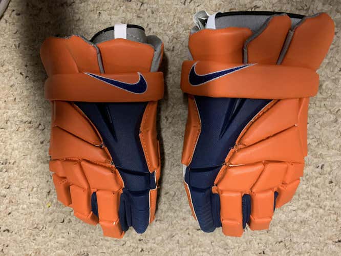 Orange Used Player's Nike Vapor Elite Lacrosse Gloves 13" Large