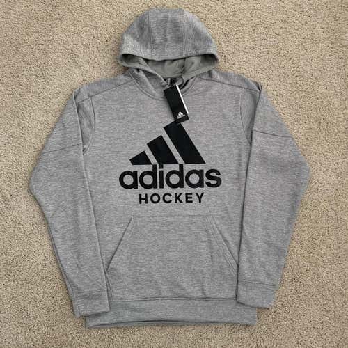 NEW! Adidas Hockey Gray Black Hoodie/Sweatshirt Men's Size Medium