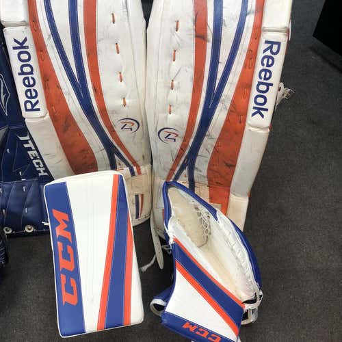*MORE PICS ADDED* Reebok 33+1 Islanders Oilers Colors Goalie Leg Pads