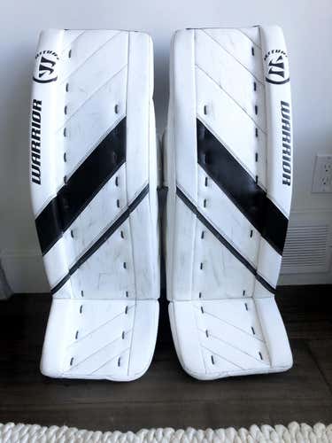 Used Demo | Warrior Ritual G4 Goalie Pads | Senior 34 + 1.5” | WHITE BLACK