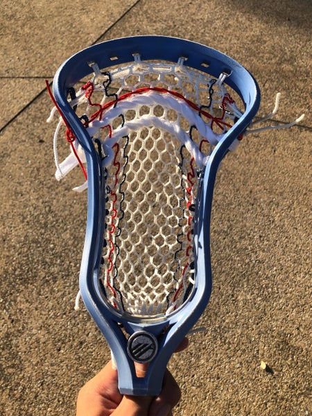 Blue Used Maverik Kinetik Lacrosse Head Strung with ECD Hero 3.0 Limited Edition Mesh