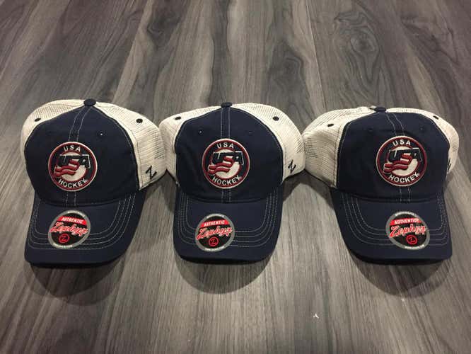NEW - USA Hockey Hats, all 3! New With Tag. Ice Hockey, Roller Hockey, Red, White, Blue hats