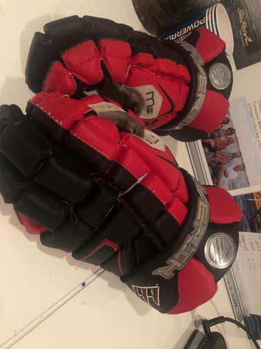 Red Used Player's Maverik M4 13" Lacrosse Gloves