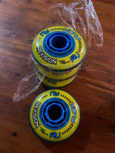 New 4 Pack 76mm Revision Flex Firm Indoor Hockey Wheels