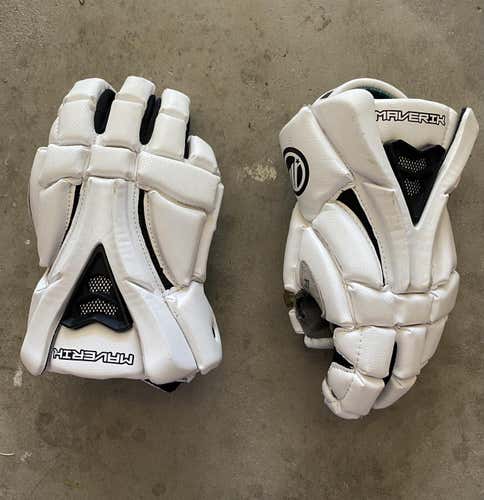White Used Player's Maverik Rome RX Lacrosse Gloves 12"