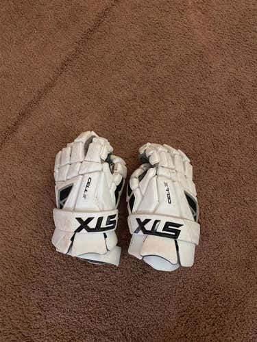 White Used Player's STX Cell IV 12" Lacrosse Gloves