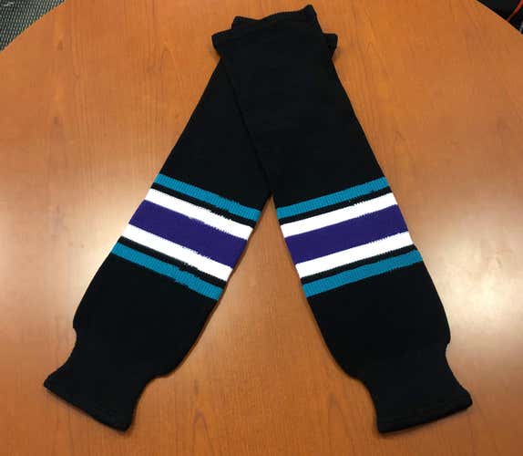 Syracuse Crunch Turn Back the Clock used Game Socks - Black New Senior SP Knit Socks Pro Stock