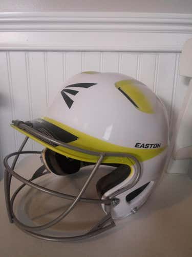 Yellow White Medium/Large Easton Batting Helmet w Mask