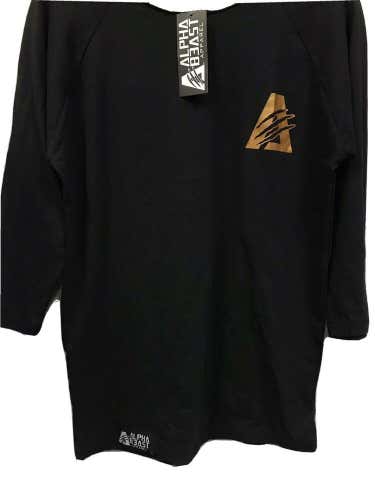 Mens Medium Alpha Beast Black / Gold 3/4 Sleeve T Shirt New With Tag