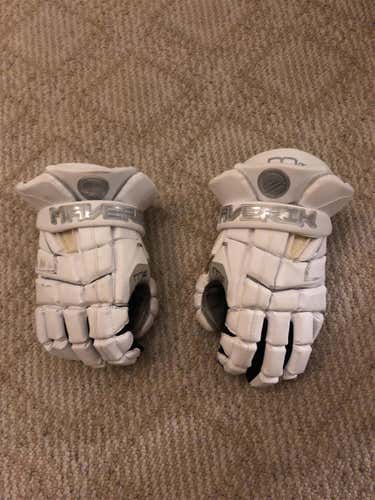 White Used Player's Maverik M4 13" Lacrosse Gloves