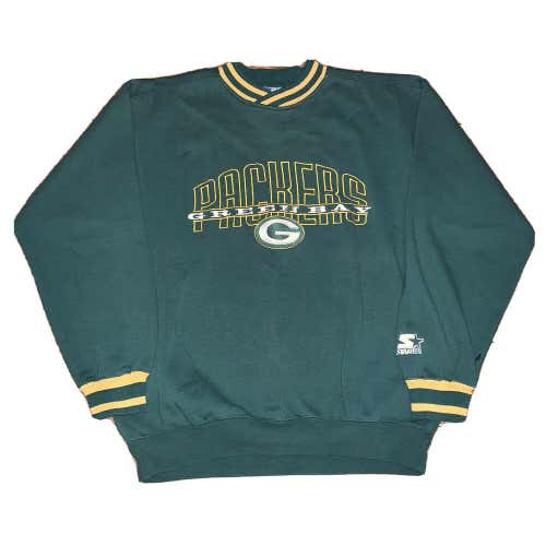 Vintage Starter Green Bay Packers Crewneck Sweatshirt Men's Sz M Spell Out Logo