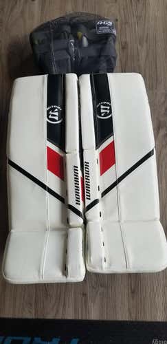 White/Black/Red New Junior 26"+1" Warrior Ritual G5 Goalie Leg Pads