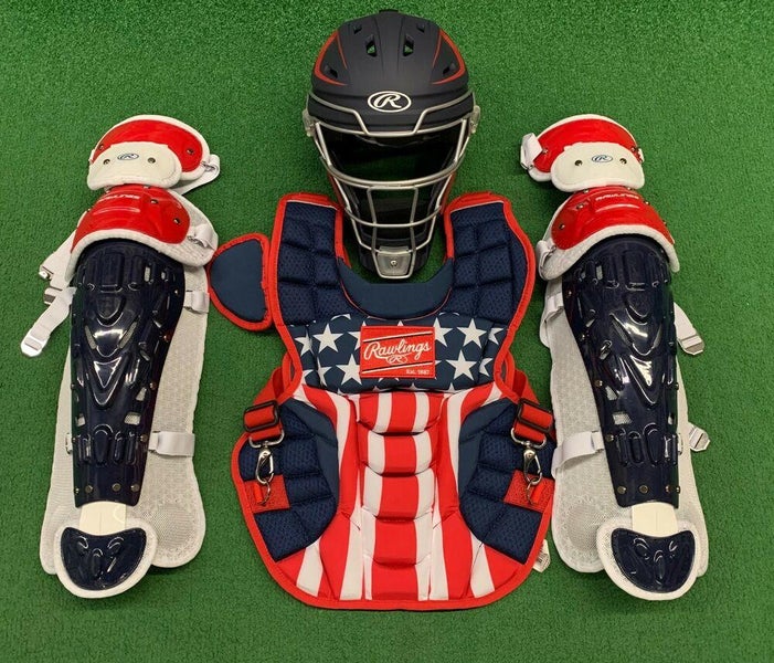 Rawlings Velo 2.0 Youth 10-12 Stars & Stripes USA Baseball Catchers Gear Set
