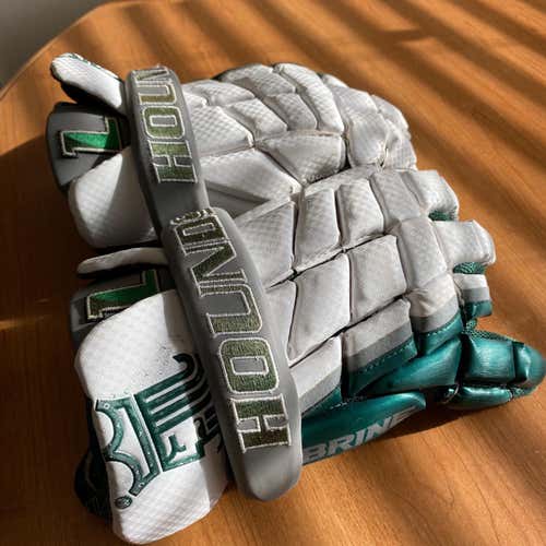 White Used Brine 13" Lacrosse Gloves