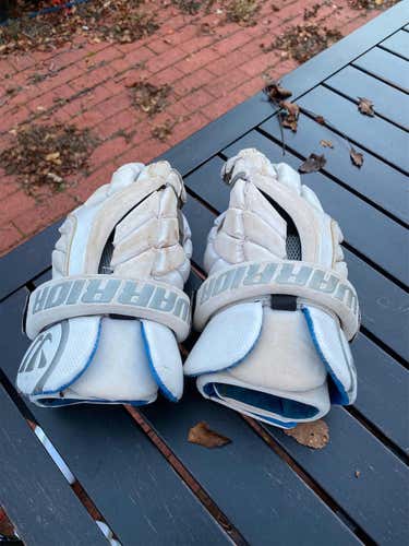 White Used Player's Warrior Evo 13" Lacrosse Gloves