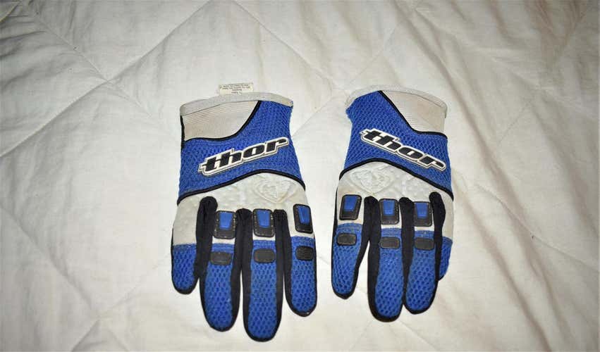 THOR Youth Gloves, Blue/White