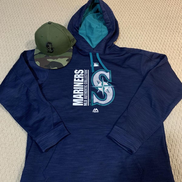 GAME WORN Mariners Military Cap 7 1/4+ Medium Mariners Proshop Hoodie