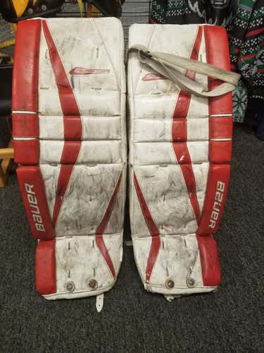 White Used 28" Bauer Reactor 5000 Goalie Leg Pads