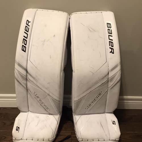 White Intermediate 32" Bauer Supreme S29  Goalie Leg Pads