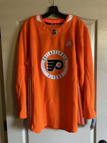 Philadelphia Flyers Adidas Authentic NHL Practice Jersey Orange NWT Mens Size 46