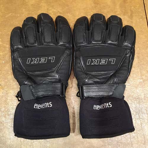 Black Adult XL Leki Leather Ski Gloves