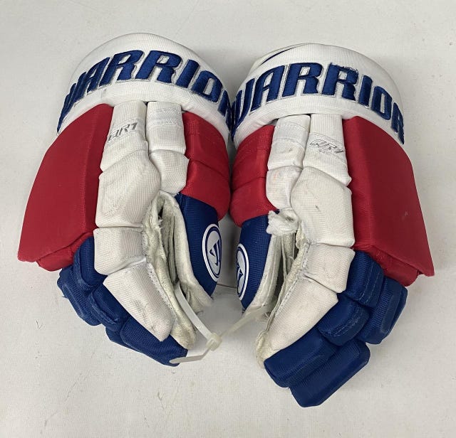 Warrior Covert QR1 Pro Stock Custom Hockey Gloves 14" NY Rangers Lemieux NHL (7038)