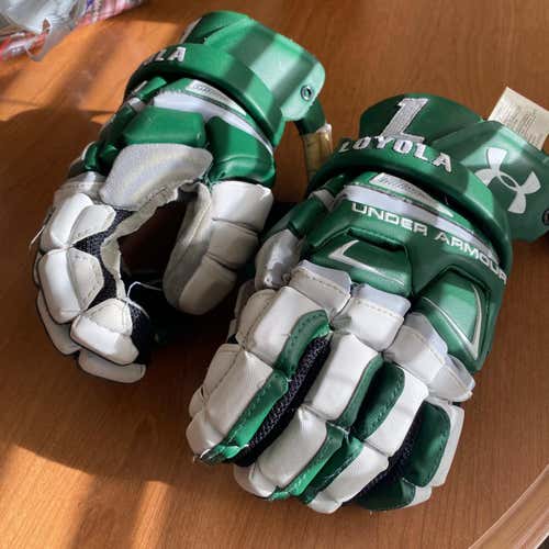 Green Used Under Armour 13" Lacrosse Gloves