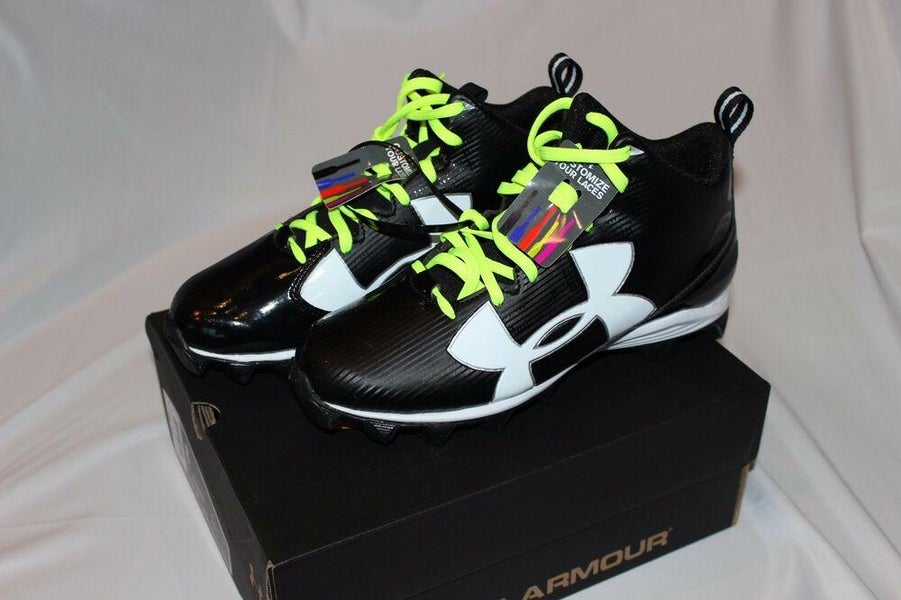 Under Armour Mens Crusher RM Football Black White Cleats Size 8.5 US