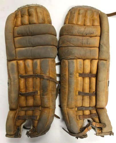 Rare Vintage Cooper GR59 Leather Cowhide Hockey Goalie Pads size 30" ice set