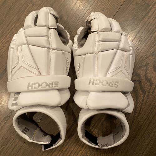 White Used Player's Epoch Integra Medium Lacrosse Gloves
