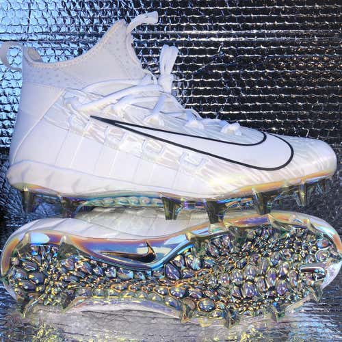 *Limited Edition Nike Alpha Huarache 6 Elite Chrome Bottom Lacrosse/Football Cleats Size 11