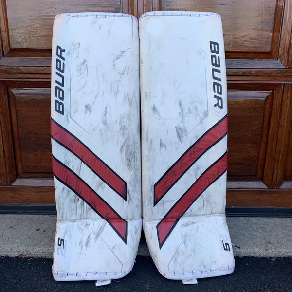 White Senior Large Bauer Supreme 2S Pro Goalie Leg Pads