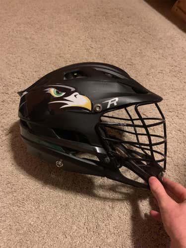Matte Black Cascade R Lacrosse Helmet with Annapolis Hawks Decals