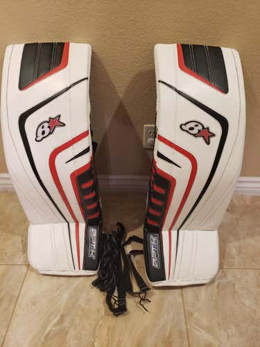 White Used Senior 33" + 1" Brian's OPTiK Goalie Leg Pads LIKE NEW