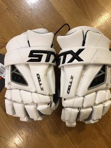 White New Player's STX Cell IV Lacrosse Gloves 13"
