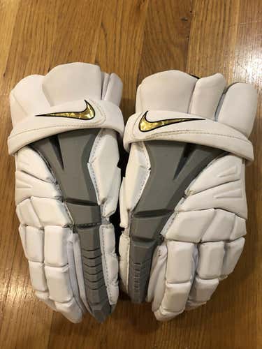 White New Player's Nike Vapor Elite Lacrosse Gloves 13"
