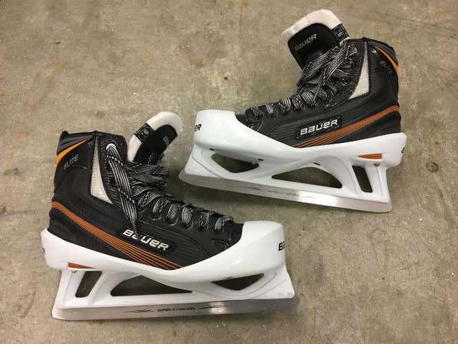 Used Senior Bauer Elite Hockey Goalie Skates Regular Width Size 9.5