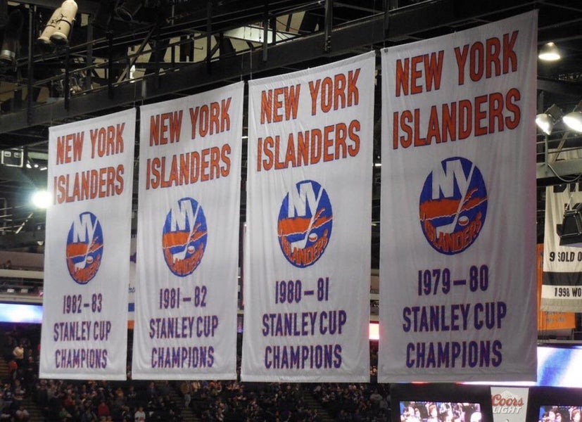 Sold at Auction: N.Y. Islanders Stanley Cup Banners Framed Photo