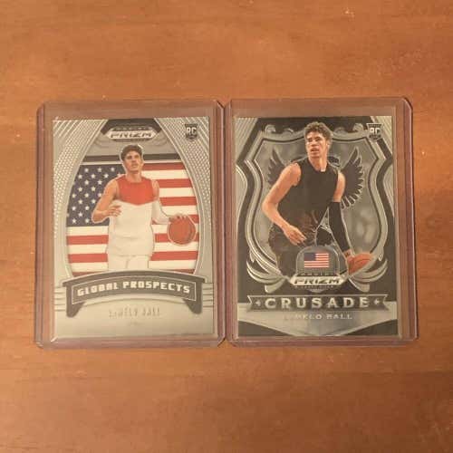 LaMelo Ball 20-21 Panini Prizm Draft Picks Crusade + Global Prospects 2 RC lot