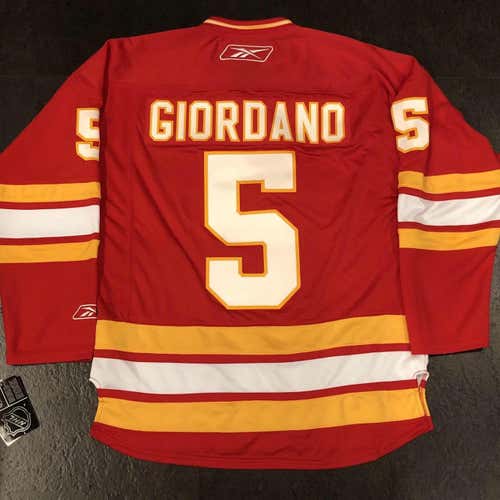 NWT RBK Premier Calgary Flames GIORDANO Retro Alternate jersey LARGE
