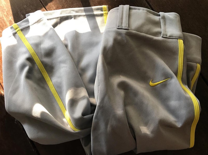 NEW Youth XL Nike Baseball Pants- Gray With Yellow Stripe