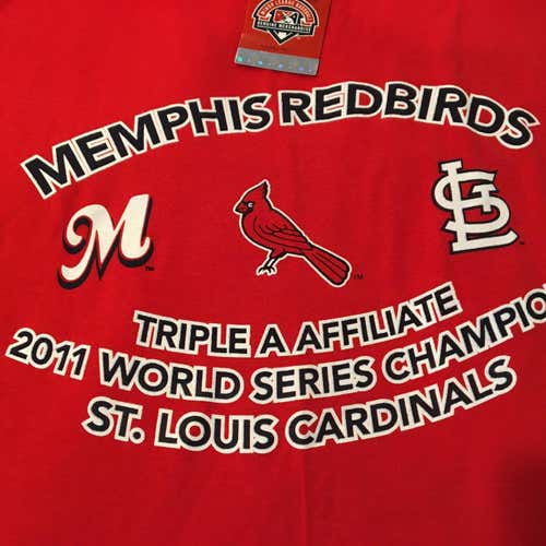 MiLb MLB Memphis Redbirds & STL Cardinals 2011 World Series 3XL XXXL Baseball T-Shirt * NEW NWT