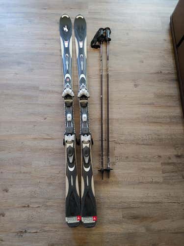 Used K2 All Mountain Apache Crossfire 167 cm Skis With Bindings and Salomon Poles