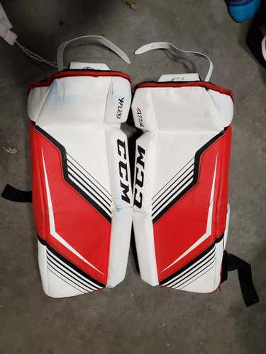 White Used Youth 22" CCM Goalie Leg Pads