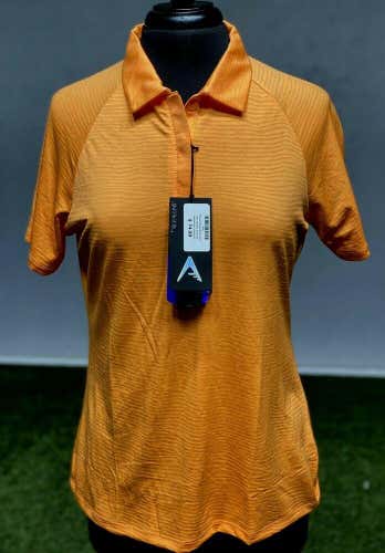 Antigua Women's Swirl Short Sleeve Golf Polo Shirt Orange Ladies Medium M #73082