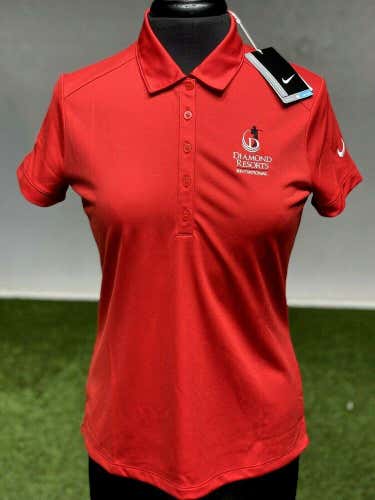 Nike Women's Diamond Resorts Victory Solid Golf Polo Shirt Top Red Medium #12196