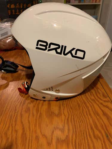 White Used Medium (56cm) Briko Vulcano Speed Jr Helmet FIS Legal