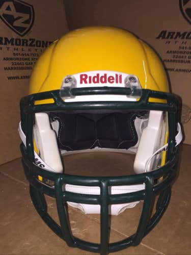 USED RIDDELL ADULT SPEED FOOTBALL HELMET - LARGE - GREEN BAY GOLD METALLIC